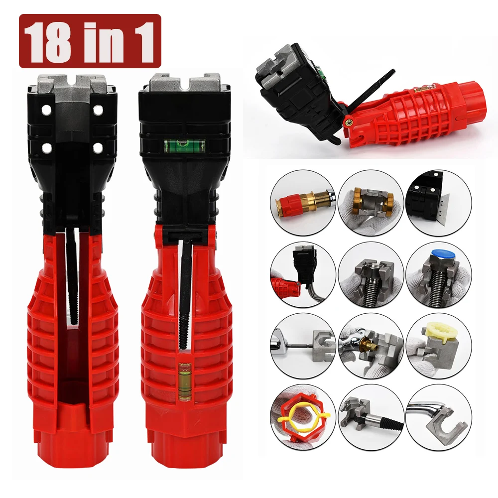 18 in 1 Foldable Water Pipe Wrench Double End Basin Bottom Pliers Sleeve Bathroom Faucet Sink Installation and Maintenance Tool
18 in 1 Foldable Water Pipe Wrench Double End Basin Bottom Pliers Sleeve Bathroom Faucet Sink Installation and Maintenance Tool