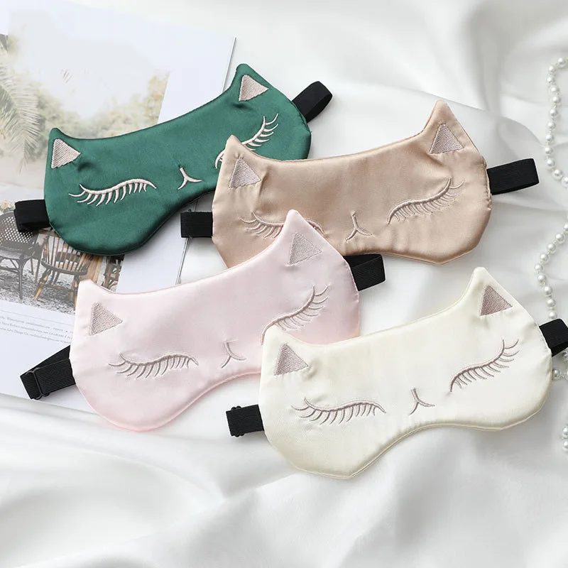 Faux Silk Blindfold & Sleep Eye Mask with Elastic Strap Soft Eye Cover Eyeshade Cat Eye Embroider for Night Sleeping, Travel
Faux Silk Blindfold & Sleep Eye Mask with Elastic Strap Soft Eye Cover Eyeshade Cat Eye Embroider for Night Sleeping, Travel