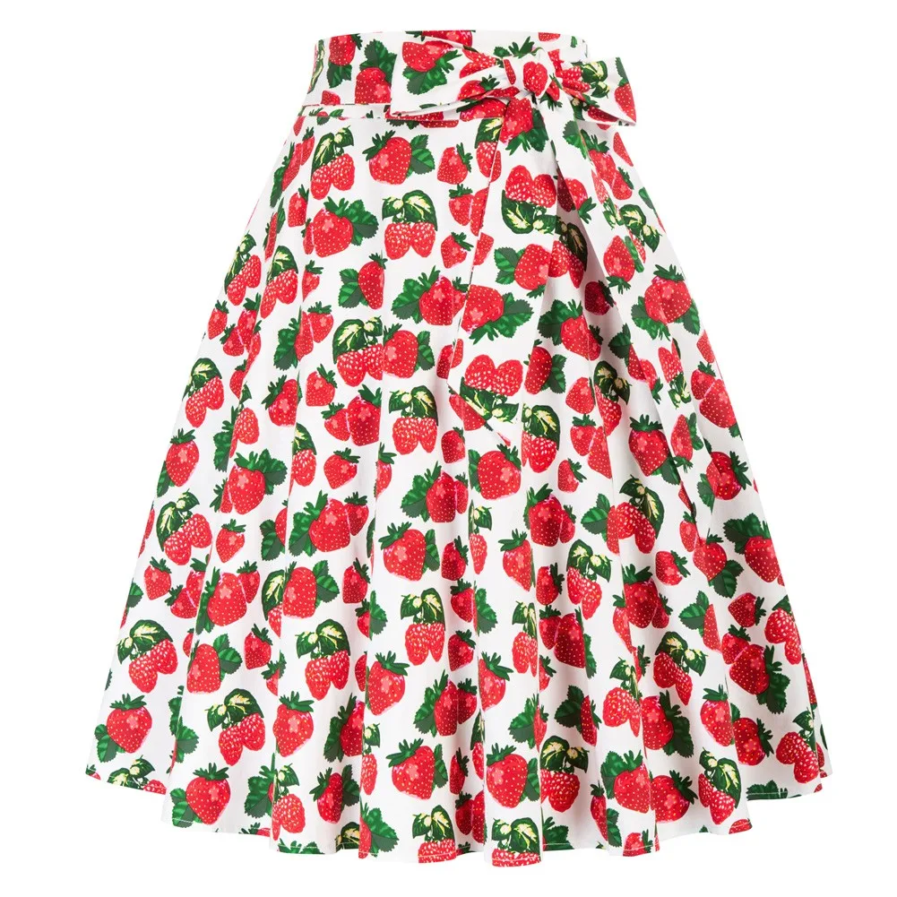 Women Bow-tied Belt Decorated Swing Skirt Retro Elastic Waist Flared A-Line Cotton Spot Floral Skirt
Women Bow-tied Belt Decorated Swing Skirt Retro Elastic Waist Flared A-Line Cotton Spot Floral Skirt