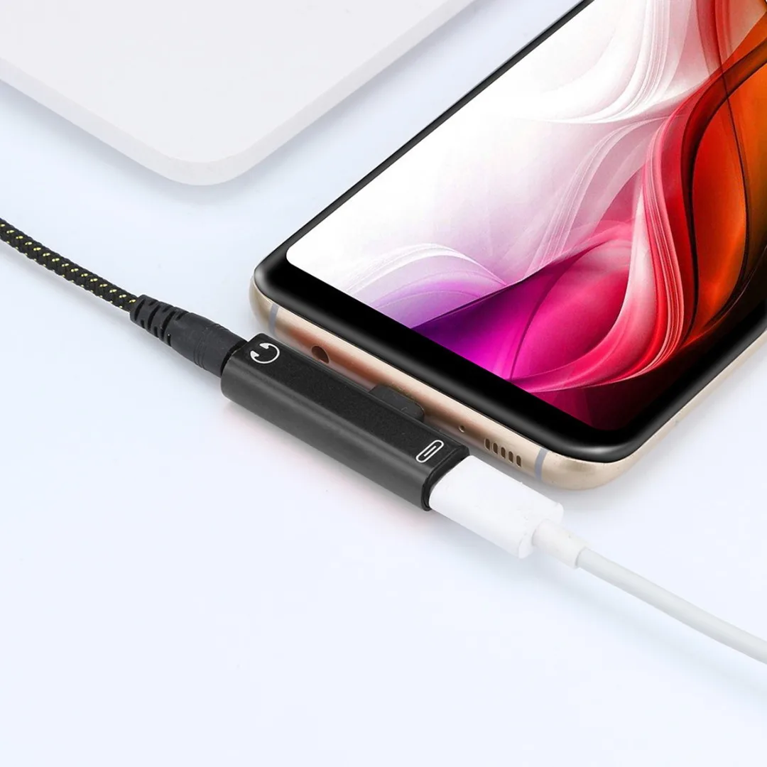 Aux Jack Adapter USB C Charging Extension Earphone Mini Dual Type-C to 3.5mm AUX Headphone Converter for Huawei | Мобильные телефоны