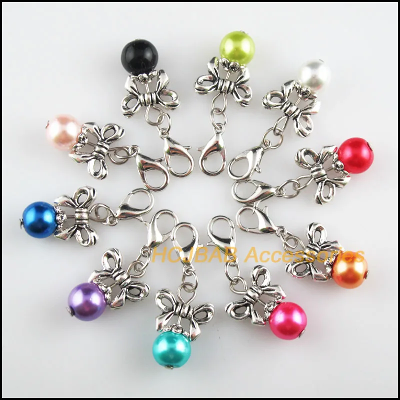 10 New Bowknot 14x20mm Charms Mixed Ball Glass Tibetan Silver Plated Retro With Lobster Claw Clasps
10 New Bowknot 14x20mm Charms Mixed Ball Glass Tibetan Silver Plated Retro With Lobster Claw Clasps