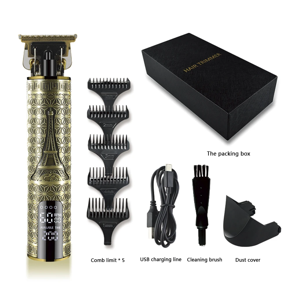 Retro USB Electric Oil Head Clipper Grooming Cordless Cutting T-Blade Trimmer Hair Cutting Machine Beard Shaver LCD Display
Retro USB Electric Oil Head Clipper Grooming Cordless Cutting T-Blade Trimmer Hair Cutting Machine Beard Shaver LCD Display