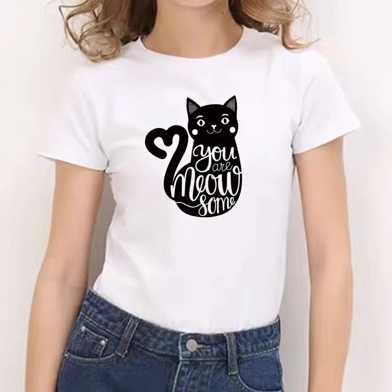 Summer Women T-Shirt Short Sleeve Shirts Girls Funny Cat Graphic Print Fashion Casual O Neck Oversized White T shirts Top Tees
Summer Women T-Shirt Short Sleeve Shirts Girls Funny Cat Graphic Print Fashion Casual O Neck Oversized White T shirts Top Tees