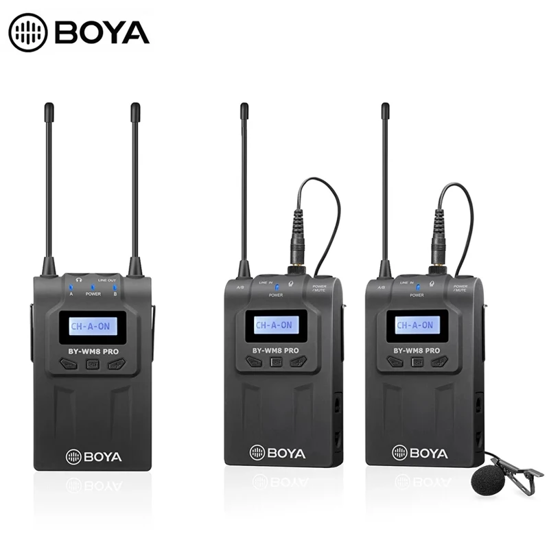 BOYA BY-WM8 Pro K2 UHF Dual Channel Wireless Lavalier Microphone with LCD Screen for DSLR Camera Smartphones Youtube Interview
BOYA BY-WM8 Pro K2 UHF Dual Channel Wireless Lavalier Microphone with LCD Screen for DSLR Camera Smartphones Youtube Interview