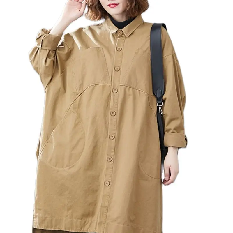 women's windbreaker trench coat 2021 new spring and autumn big size fat loose medium length casual versatile temperament fashion 
women's windbreaker trench coat 2021 new spring and autumn big size fat loose medium length casual versatile temperament fashion