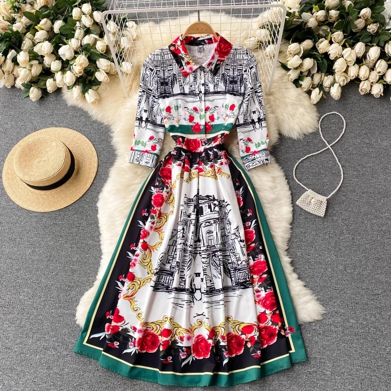high quality Autumn New Fashion Runway Vestidos Women's Lapel Mid-sleeve Temperament Printing Slim European Midi Dress 6432
high quality Autumn New Fashion Runway Vestidos Women's Lapel Mid-sleeve Temperament Printing Slim European Midi Dress 6432