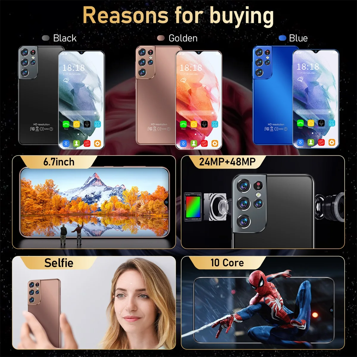 2021 Global Version S21+ Ultra 8GB 512GB 5G Smartphone 6.7 inch MTK 6889 10 core 4G network Mobile Phones Android 10. Cell Phone
2021 Global Version S21+ Ultra 8GB 512GB 5G Smartphone 6.7 inch MTK 6889 10 core 4G network Mobile Phones Android 10. Cell Phone