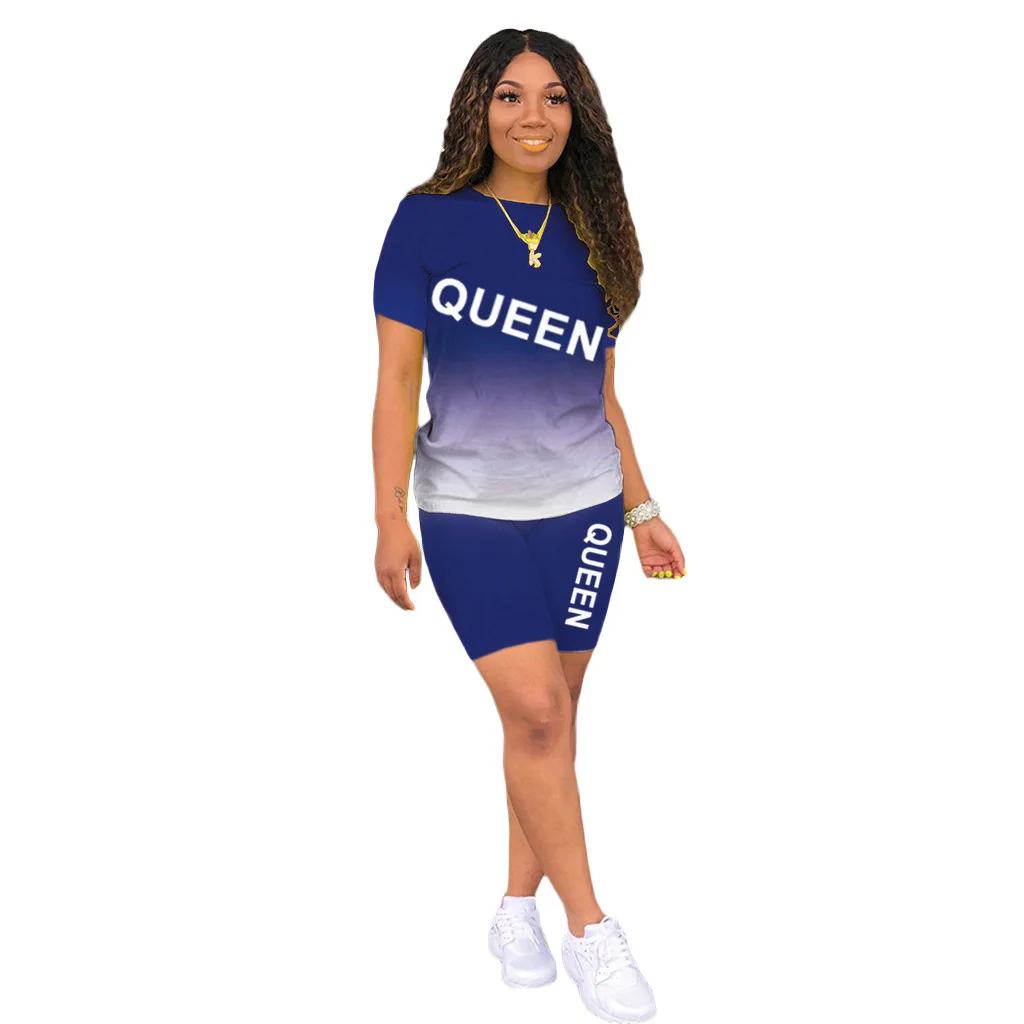 Gradient Letter Print Two Piece Set Summer Short Sleeve Pullover Top Elastic Waist Pants Joggers Women Set Tracksuit
Gradient Letter Print Two Piece Set Summer Short Sleeve Pullover Top Elastic Waist Pants Joggers Women Set Tracksuit