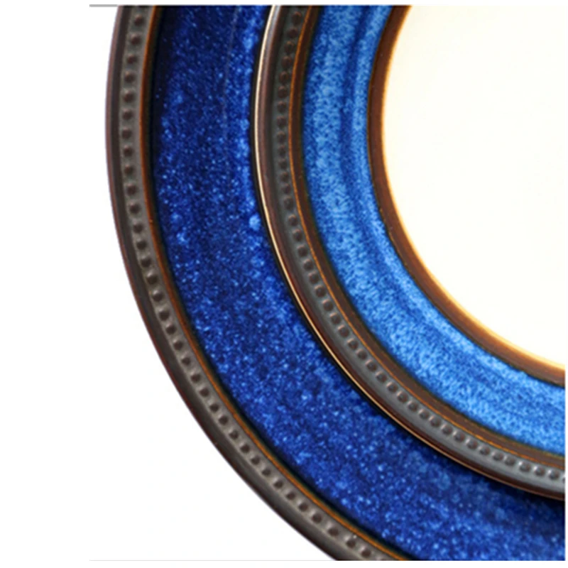 European Style Blue Ceramics Tableware Combination Vintage Metal Glaze Classical Relief Wide Side Plate Fruit Salad Bowl Cup
European Style Blue Ceramics Tableware Combination Vintage Metal Glaze Classical Relief Wide Side Plate Fruit Salad Bowl Cup