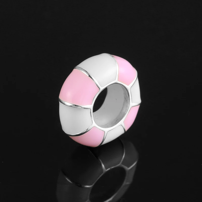 Новое 925 пробы Серебряное розовое эмалевое кольцо для плавания пробки