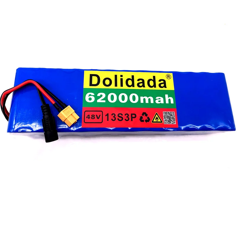 18650XT60 Plug 48V62Ah 1000w 13S3P 48V Lithium ion Battery Pack For 54.6v E-bike Electric bicycle Scooter with BMS+54.6V Charger
18650XT60 Plug 48V62Ah 1000w 13S3P 48V Lithium ion Battery Pack For 54.6v E-bike Electric bicycle Scooter with BMS+54.6V Charger