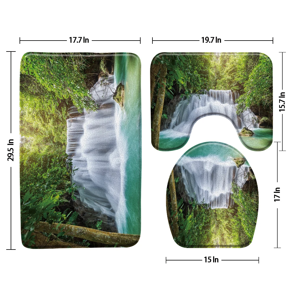 Green Forest Waterfall Bath Mat Natural Scenery Bathroom Mats 3-Piece Set Shower Rug Toilet Cover Carpet Bathroom Product
Green Forest Waterfall Bath Mat Natural Scenery Bathroom Mats 3-Piece Set Shower Rug Toilet Cover Carpet Bathroom Product