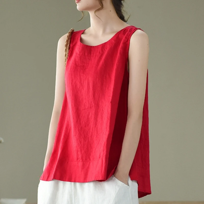 2021 Summer Sleeveless Bottom Suspender Top For Women Loose Linen Vest Solid Color Tees And Pullovers White Red Clolor
2021 Summer Sleeveless Bottom Suspender Top For Women Loose Linen Vest Solid Color Tees And Pullovers White Red Clolor