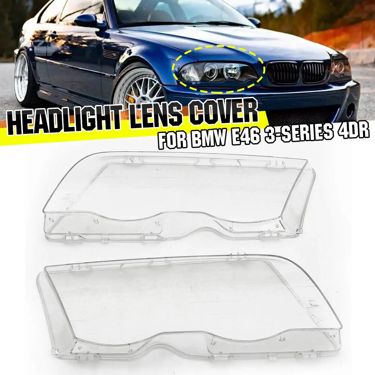Pair Car Headlight Glass Cover Clear 4 Door Automobile Headlamp Head Light Lens Covers Styling For BMW E46 4DR 3-Series 98-01
Pair Car Headlight Glass Cover Clear 4 Door Automobile Headlamp Head Light Lens Covers Styling For BMW E46 4DR 3-Series 98-01