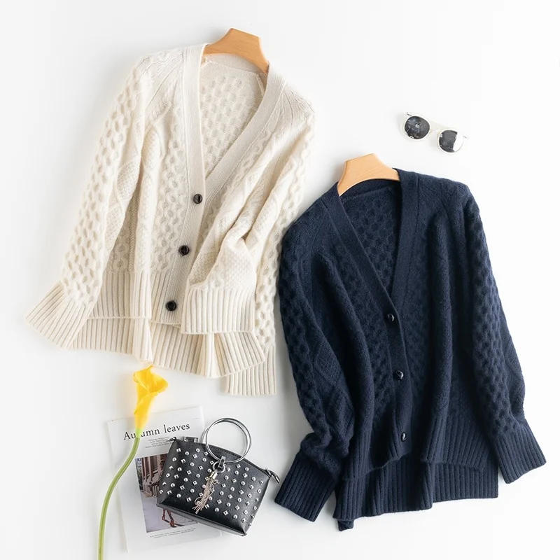 Autumn winter new female v-neck cardigan 100% pure cashmere vertical stripe single breasted sweater knitted short coat
Autumn winter new female v-neck cardigan 100% pure cashmere vertical stripe single breasted sweater knitted short coat