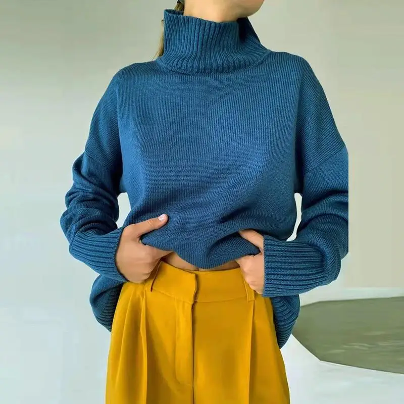 Women Long Sleeve Solid Turtleneck Knitted Sweaters Oversized Ribbed Pullovers 2021 Autumn Basic Female Casual Knitwear Jumper
Women Long Sleeve Solid Turtleneck Knitted Sweaters Oversized Ribbed Pullovers 2021 Autumn Basic Female Casual Knitwear Jumper