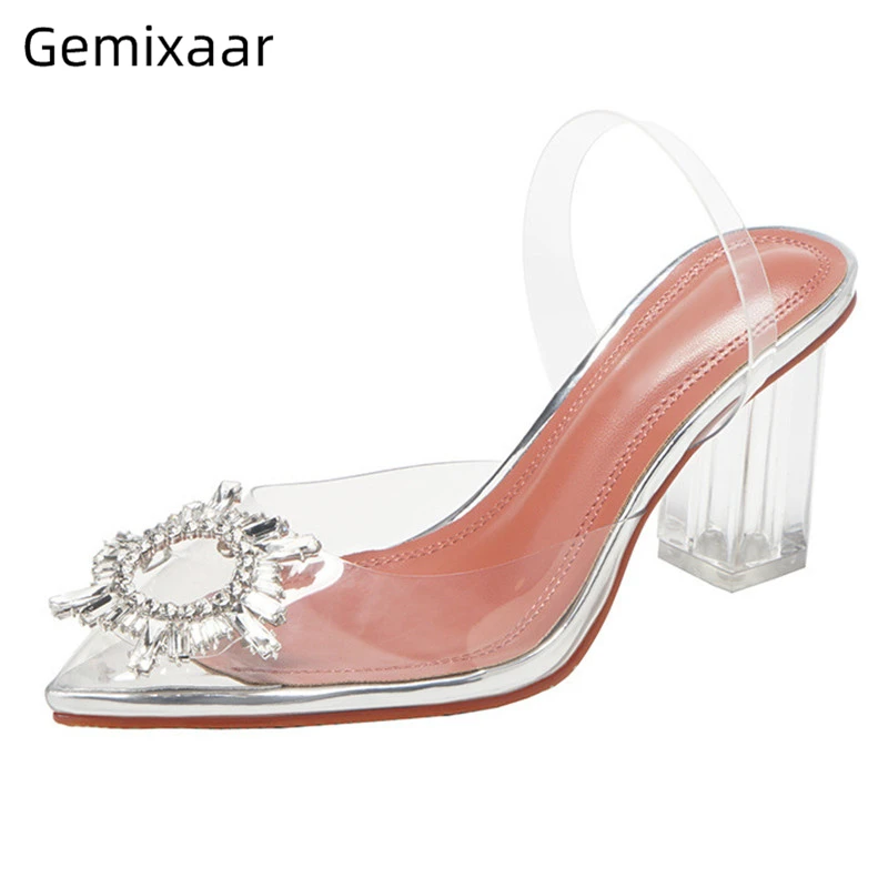 Transparent PVC Gladiator Sandals Women Clear Square Chunky Heel Back Strap Point Toe Jeweled Sunflower Buckle Shoes Woman
Transparent PVC Gladiator Sandals Women Clear Square Chunky Heel Back Strap Point Toe Jeweled Sunflower Buckle Shoes Woman