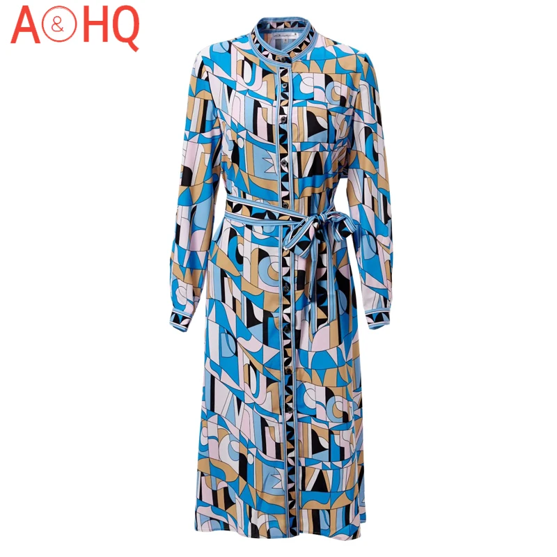 High Quality 2021 Spring New Women'S Fashion Party Casual Vintage Elegant Loose Belt Blue Long Sleeve Printed Midi Shirt Dress
High Quality 2021 Spring New Women'S Fashion Party Casual Vintage Elegant Loose Belt Blue Long Sleeve Printed Midi Shirt Dress