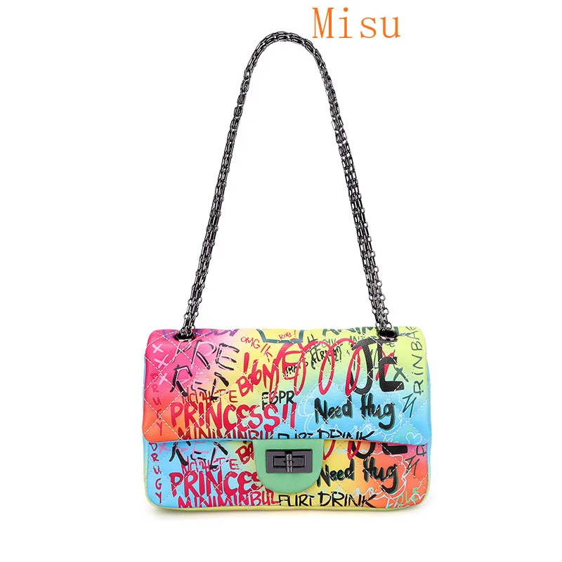 European and American graffiti bag female new candy color small square bag fashion rhombus chain bag shoulder messenger bag
European and American graffiti bag female new candy color small square bag fashion rhombus chain bag shoulder messenger bag
