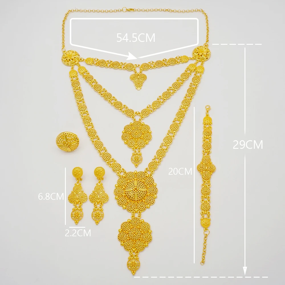 Dubai Jewelry Sets Gold Necklace & Earring Set For Women African France Wedding Party 24K Jewelery Ethiopia Bridal Gifts
Dubai Jewelry Sets Gold Necklace & Earring Set For Women African France Wedding Party 24K Jewelery Ethiopia Bridal Gifts