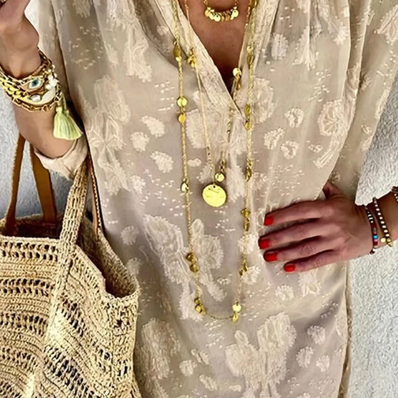 Women Sexy V Neck Loose Boho Long Dress Long Sleeve Fashion Printed Vintage Dress Spring Autumn Elegant Offiice Lady Party Dress
Women Sexy V Neck Loose Boho Long Dress Long Sleeve Fashion Printed Vintage Dress Spring Autumn Elegant Offiice Lady Party Dress