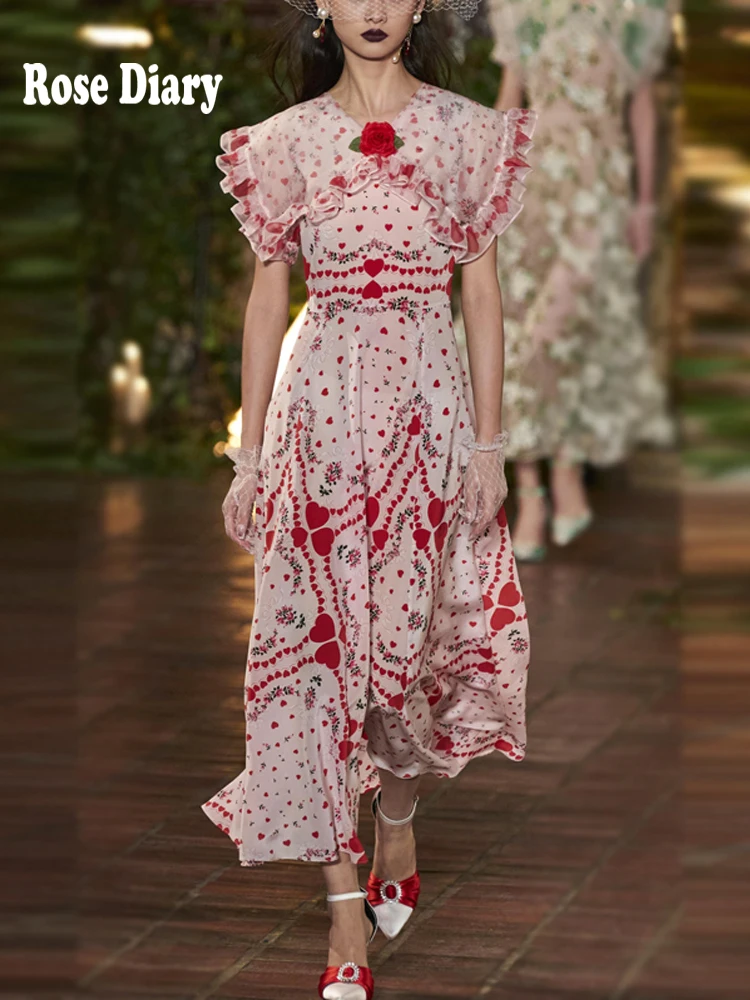 Модельные дизайнерские розовые цветочные платья-трапеции с принтом в виде