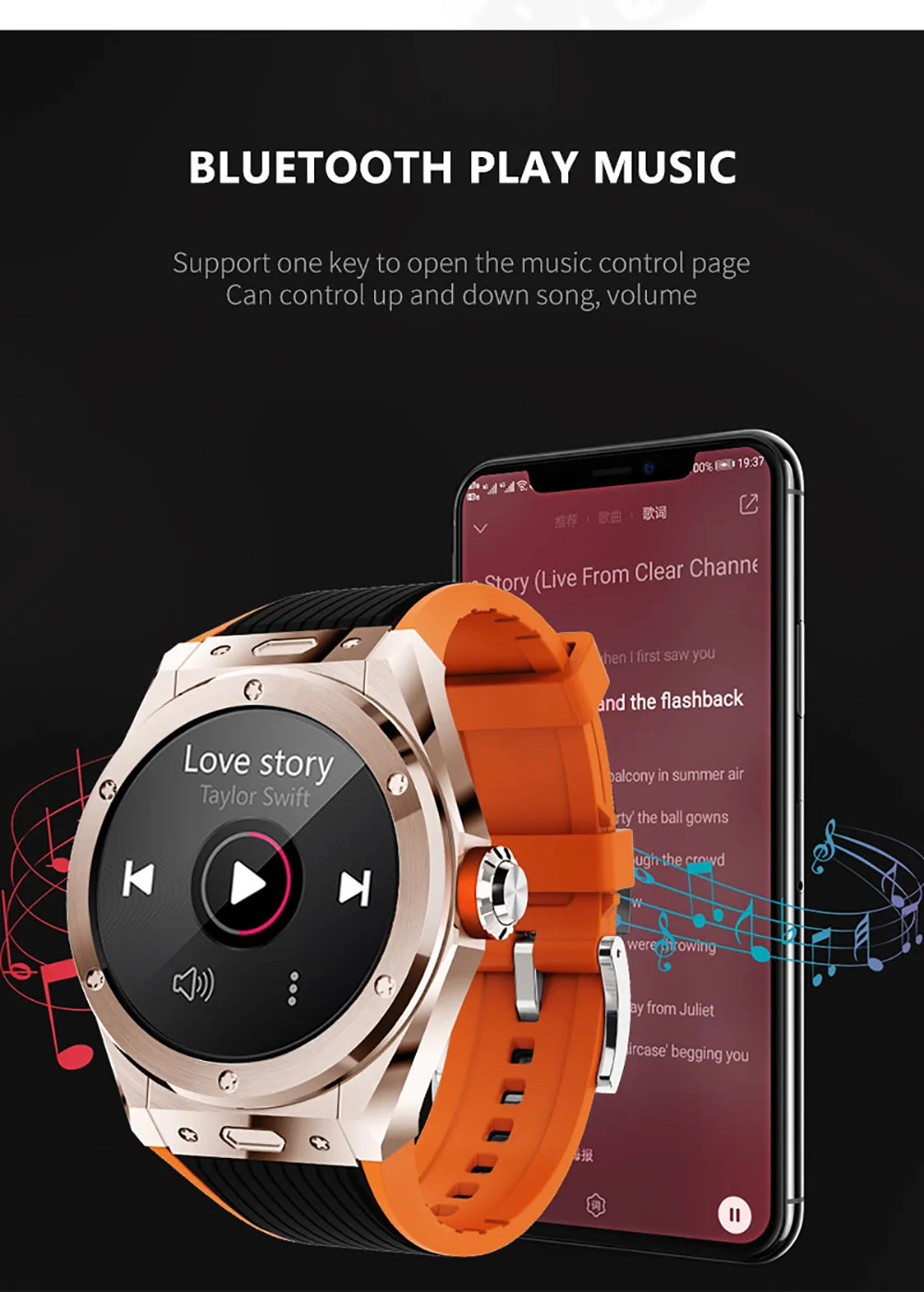 Bluetooth наручные Смарт-часы с 2021 Hi-Fi динамик ip68 водонепроницаемый велосипедные