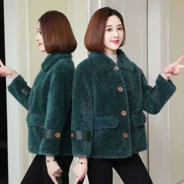 

2020 New Autumn Winter Natuarl Wool Coat Women Real Sheep Shearing Fur Single Breasted Jacket New Fashion Lamb Fur Overcoat A179