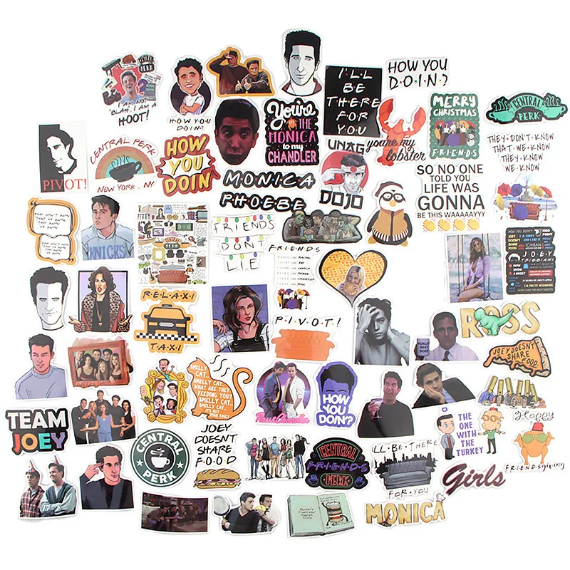 66 шт., наклейки на тему ТВ-шоу с надписью «Friends» 
66 шт., наклейки на тему ТВ-шоу с надписью «Friends»