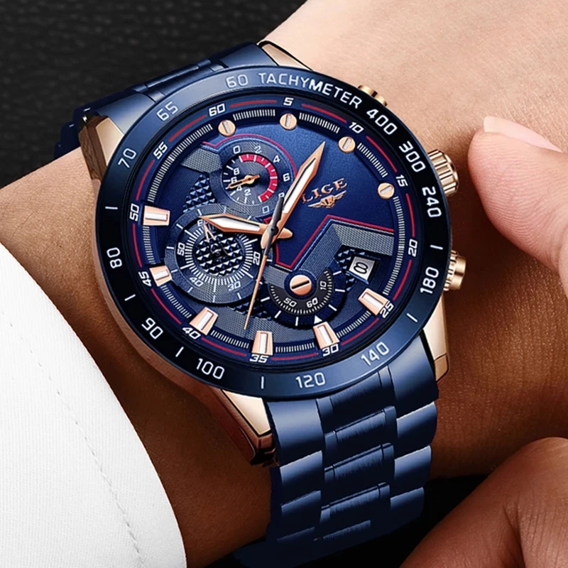 LIGE Mens Watches Fashion Top Brand Luxury WristWatch Quartz Clock Blue Watch Men Waterproof Sport Chronograph Relogio Masculino
LIGE Mens Watches Fashion Top Brand Luxury WristWatch Quartz Clock Blue Watch Men Waterproof Sport Chronograph Relogio Masculino