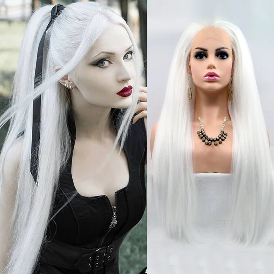 Long Straight White Gray Wig Glueless Heat Resistant Hair Daily Makeup Women Halloween Cosplay Party Synthetic T Lace Front Wigs 
Long Straight White Gray Wig Glueless Heat Resistant Hair Daily Makeup Women Halloween Cosplay Party Synthetic T Lace Front Wigs