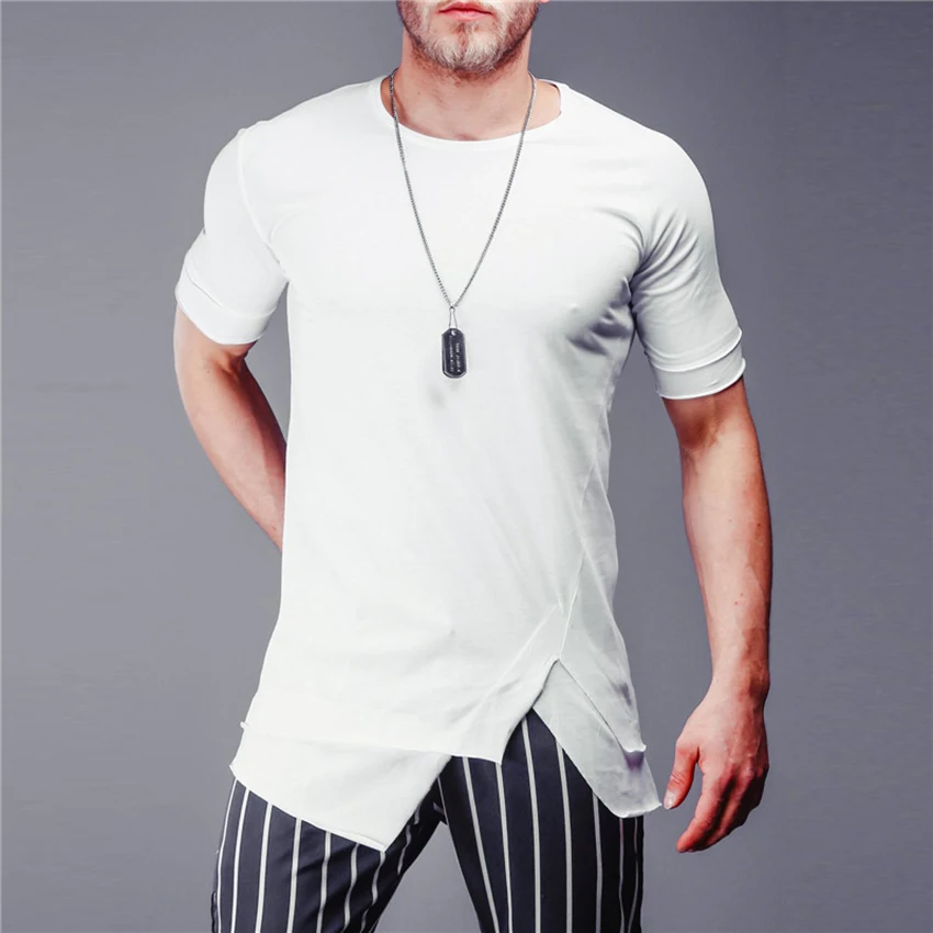 Men's Short sleeves irregular Hem T-shirts with round collar Male Hip Hop Tee tops summer Hipster Man Clothes Solid Color Tshirt
Men's Short sleeves irregular Hem T-shirts with round collar Male Hip Hop Tee tops summer Hipster Man Clothes Solid Color Tshirt