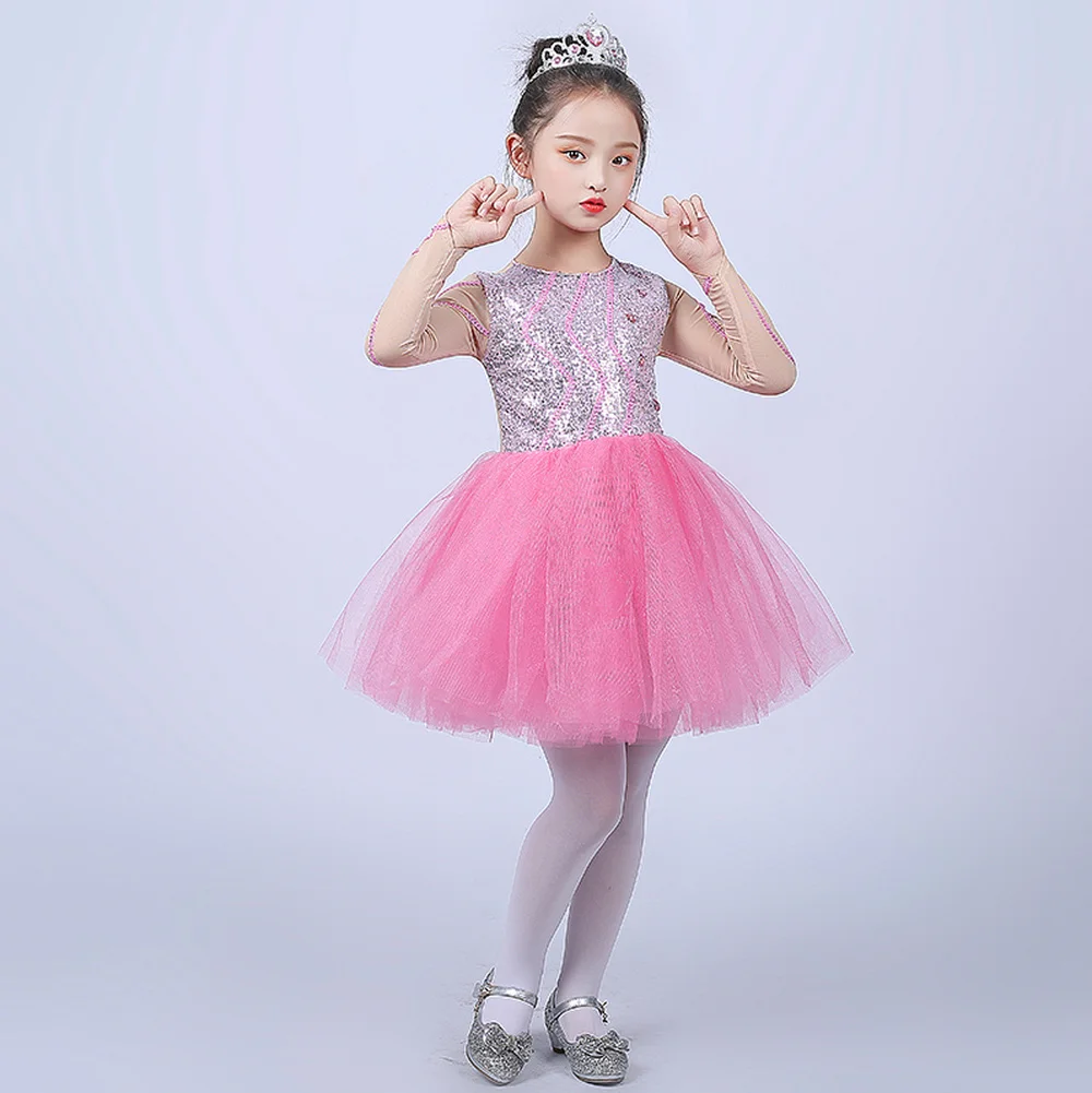 2020 Дети принцессы из тонкой прозрачной ткани с длинным рукавом для занятий
