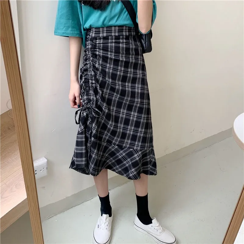 Women Skirts Summer High Waist Plaid Skirts Casual Beach Party Korean midi skirt Sweet Ruffle jupe femme
Women Skirts Summer High Waist Plaid Skirts Casual Beach Party Korean midi skirt Sweet Ruffle jupe femme