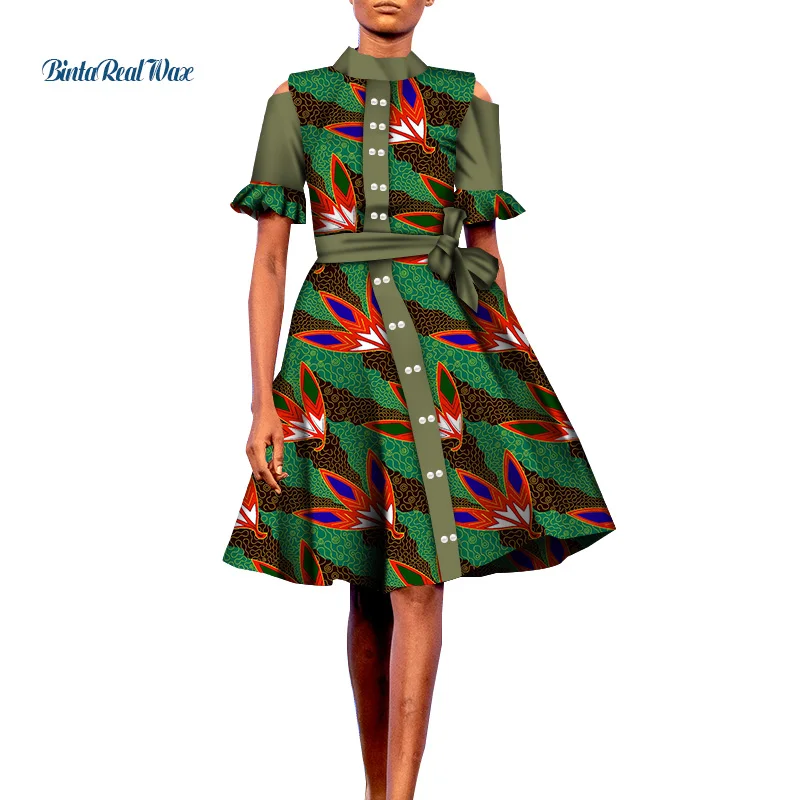 Africa Woman Dress Casual Riche Short Sleeve Dress African Print Peals Dresses for Women Traditional African Clothing WY7846 
Africa Woman Dress Casual Riche Short Sleeve Dress African Print Peals Dresses for Women Traditional African Clothing WY7846
