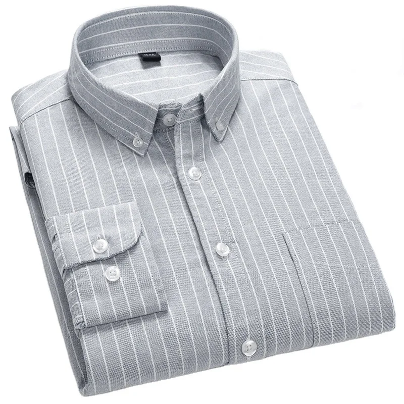 Trendy New 100% Cotton Oxford Brand Men's Shirt Clothing Striped Social Men's Formal Business Button Dress Shirts with Pocket
Trendy New 100% Cotton Oxford Brand Men's Shirt Clothing Striped Social Men's Formal Business Button Dress Shirts with Pocket