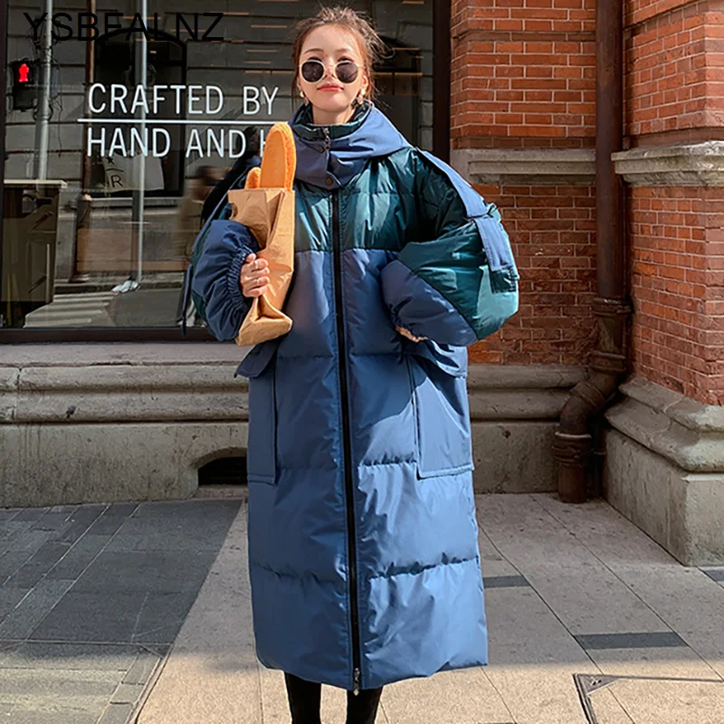 Womens Long White Duck Down Cotton Jacket New Winter Loose Female Thickening Tide Over The Knee Color Matching 2022 Clothing
Womens Long White Duck Down Cotton Jacket New Winter Loose Female Thickening Tide Over The Knee Color Matching 2022 Clothing