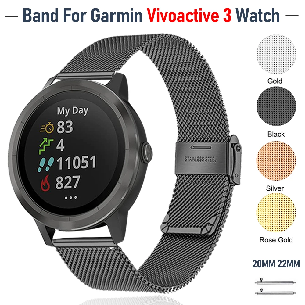 New Milanese Wrist Strap for Garmin Vivoactive 3 Watch Stainless Steel Metal Band Bracelet for Garmin Watch Accessories 20/22mm
New Milanese Wrist Strap for Garmin Vivoactive 3 Watch Stainless Steel Metal Band Bracelet for Garmin Watch Accessories 20/22mm