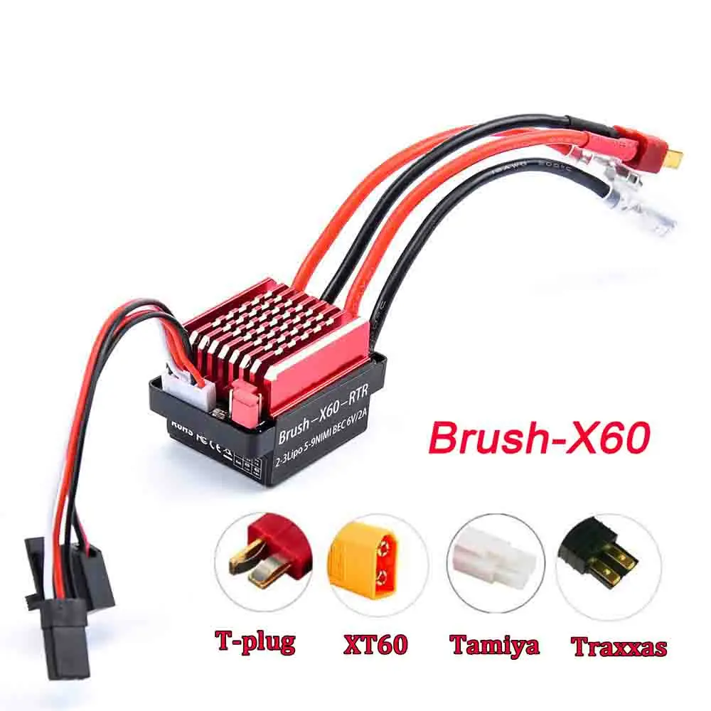 60A матовый ESC электрический регулятор скорости 6V/2A BEC для 1/10 RC автомобиля TRX TRX4 TRX6 D90