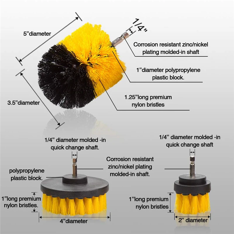 3Pcs/Set Electric Scrubber Brush Drill Brush Kit Plastic Round Cleaning Brush For Carpet Glass Car Tires Nylon Brushes 2/3.5/4''
3Pcs/Set Electric Scrubber Brush Drill Brush Kit Plastic Round Cleaning Brush For Carpet Glass Car Tires Nylon Brushes 2/3.5/4''