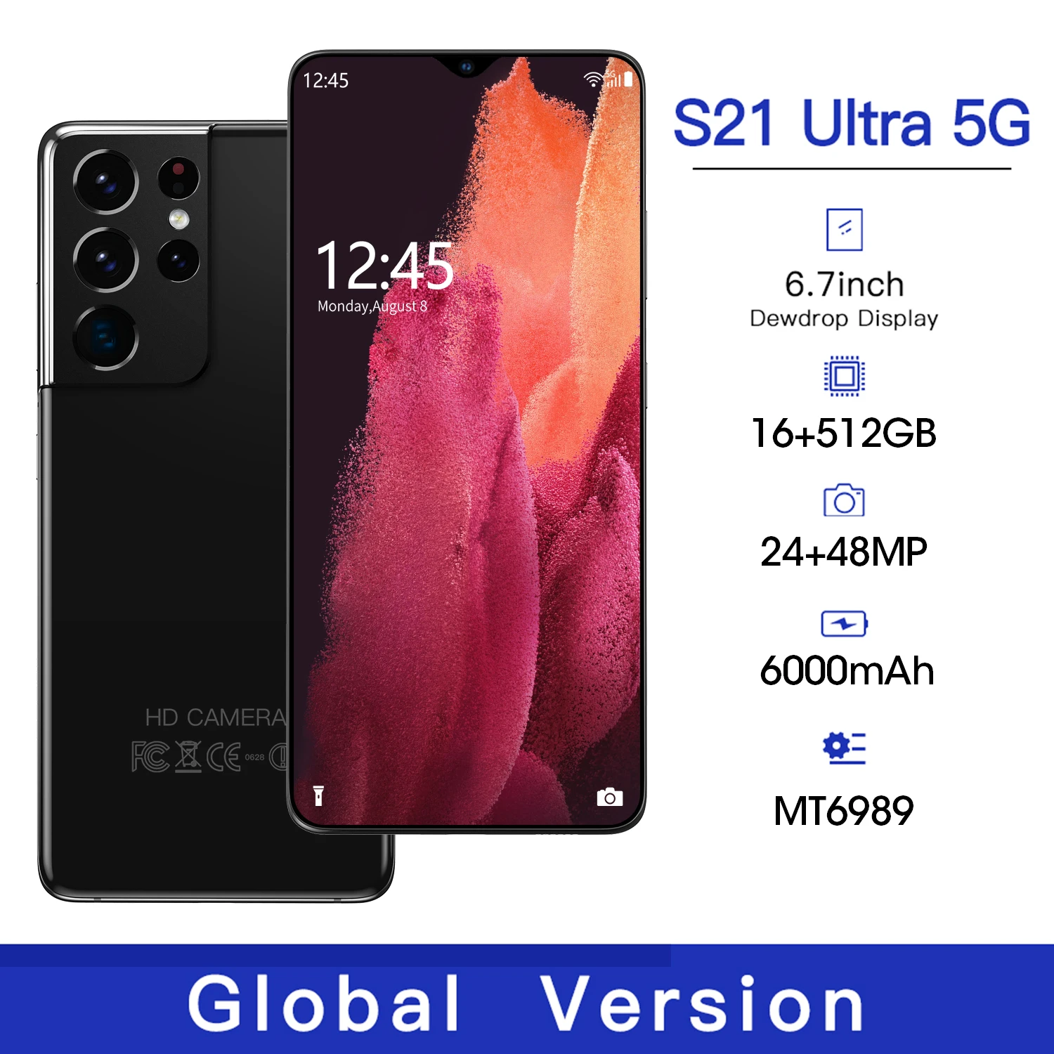 S21 Ultra 16GB+512GB 6.7 Inch HD Creen Andriod 10.0 Dual SIM+SD Smart Phone 2021 New Global Face ID 24MP+48MP 6000mAh Cellphone
S21 Ultra 16GB+512GB 6.7 Inch HD Creen Andriod 10.0 Dual SIM+SD Smart Phone 2021 New Global Face ID 24MP+48MP 6000mAh Cellphone