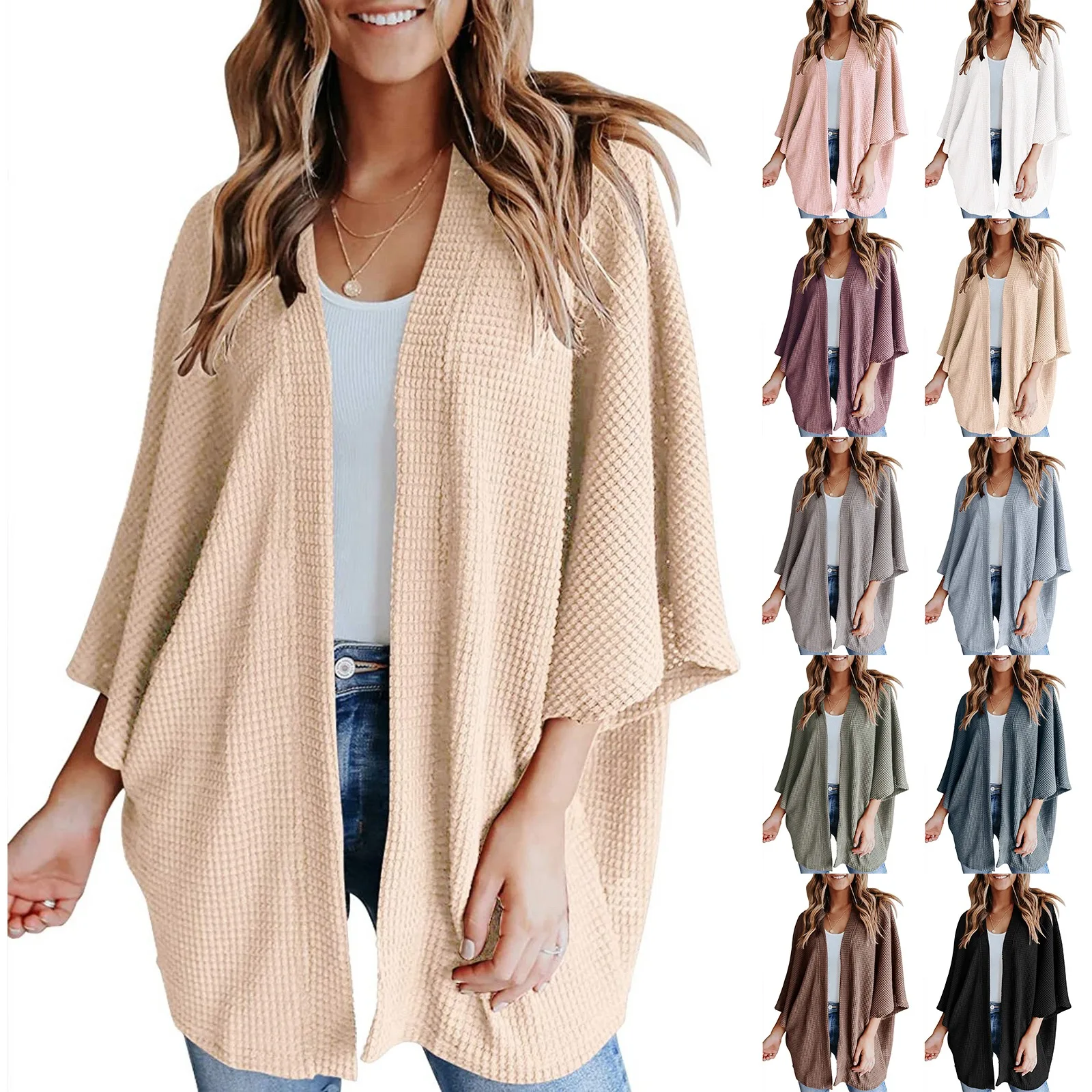 Autumn Winter Women Knitted Cardigan Solid Color Loose Long Cardigan 3/4 Length Sleeve Tops Female Casual Sweater Coat
Autumn Winter Women Knitted Cardigan Solid Color Loose Long Cardigan 3/4 Length Sleeve Tops Female Casual Sweater Coat