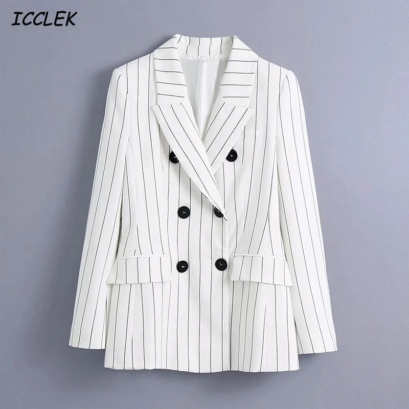 Women's Blazers Pockets Long Sleeves Jackets Striped Suits Office Ladies Sets Button Female Outerwears Fashion Za Spring Skinny
Women's Blazers Pockets Long Sleeves Jackets Striped Suits Office Ladies Sets Button Female Outerwears Fashion Za Spring Skinny