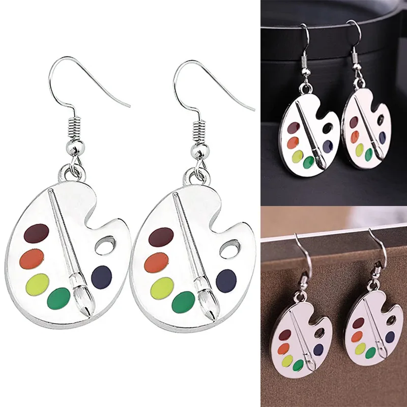 Hot Sale Artist Painter Style Color Palette Dangle Earrings Cute Brush Painting for Girl Women Party Valentina's Day Jewelry
Hot Sale Artist Painter Style Color Palette Dangle Earrings Cute Brush Painting for Girl Women Party Valentina's Day Jewelry
