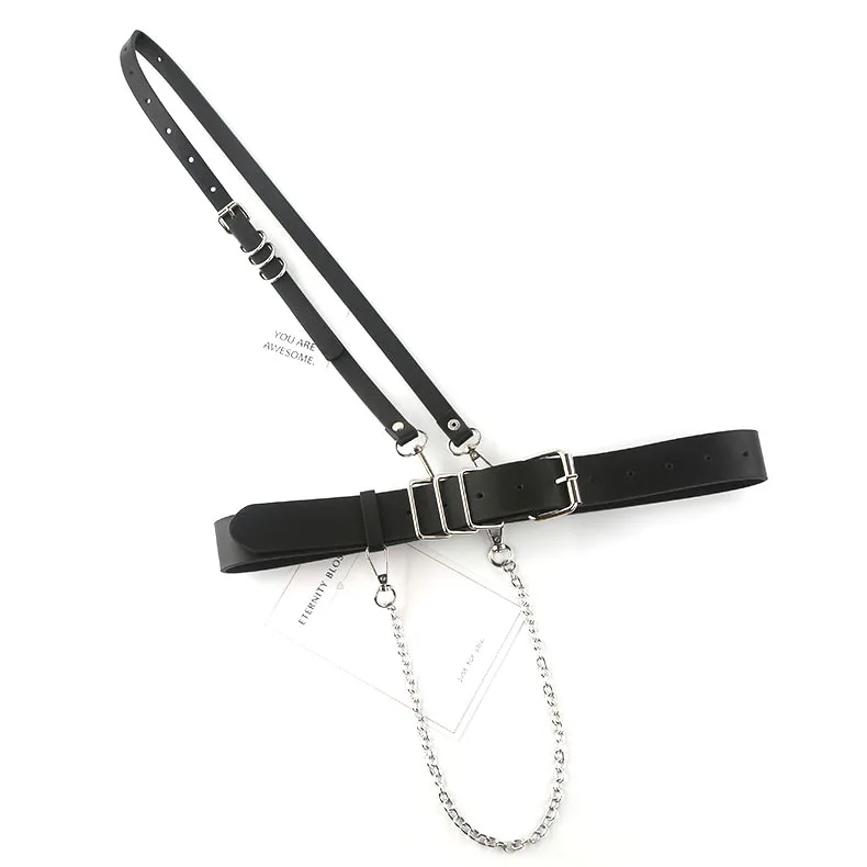 Unisex Belt fashion Hiphop leather metal chain belt Gothic punk style three ring pin buckle waistband Jeans Decorative accessory
Unisex Belt fashion Hiphop leather metal chain belt Gothic punk style three ring pin buckle waistband Jeans Decorative accessory