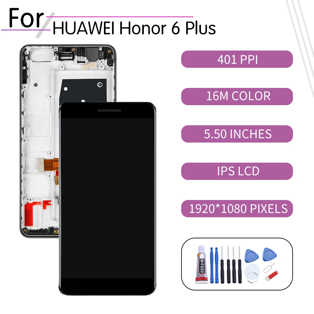 Оригинальный чехол для Huawei Honor 6 Plus ЖК дисплей с сенсорным экраном дигитайзер в