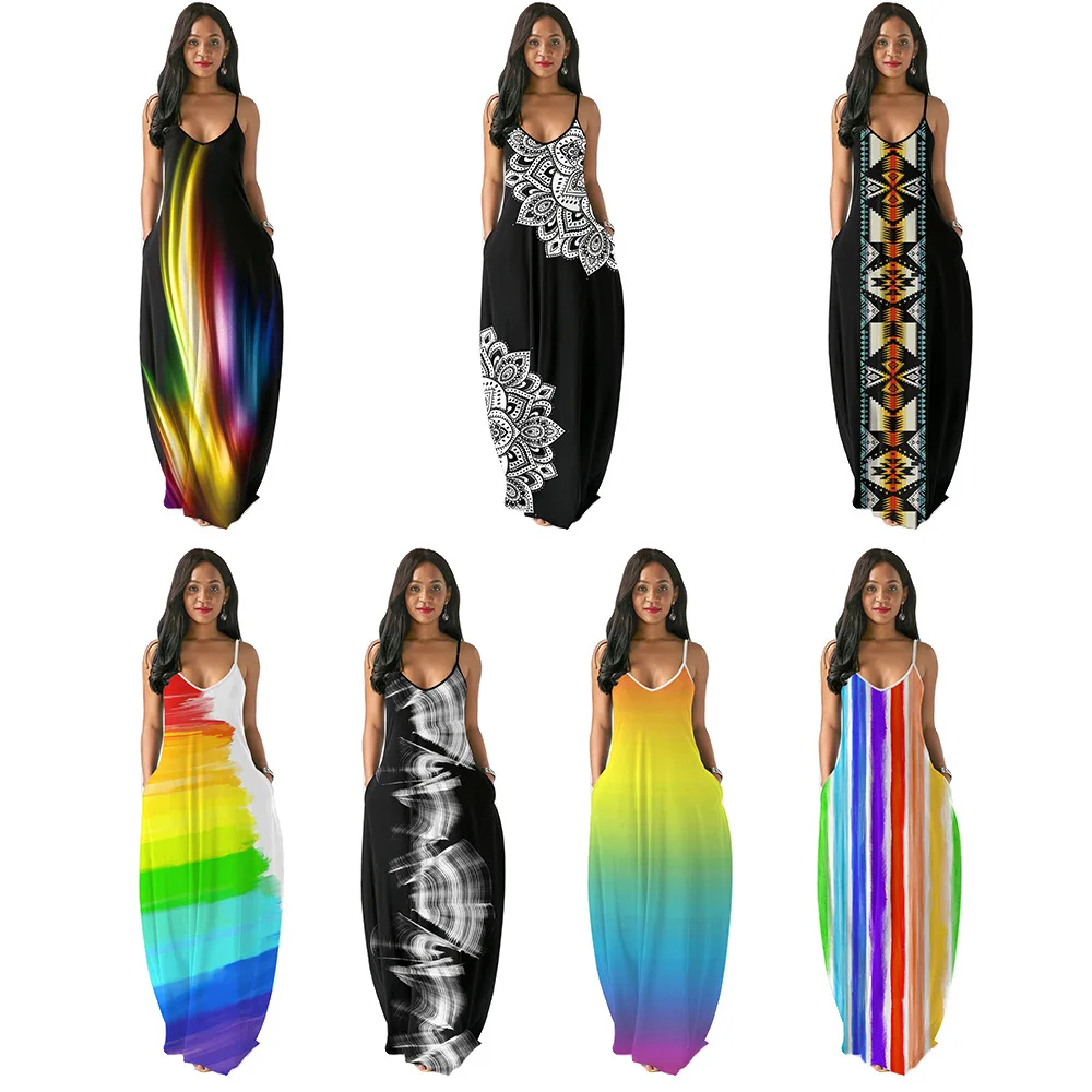 New Product Digital Printing Dress Plus Size Women's Sling Sleeveless Collocation Pocket Fashion Street Hipster Long Dress 2021
New Product Digital Printing Dress Plus Size Women's Sling Sleeveless Collocation Pocket Fashion Street Hipster Long Dress 2021