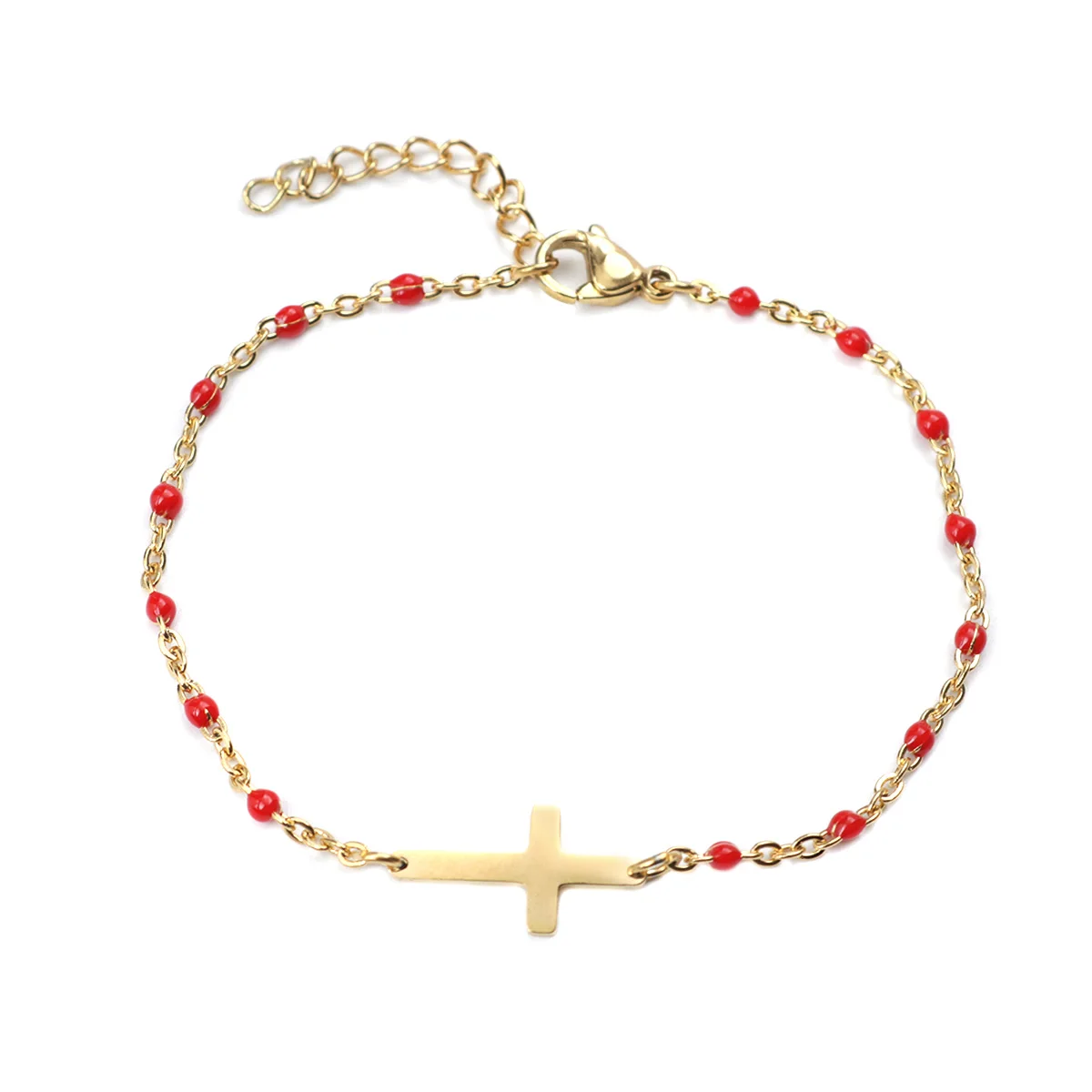 18cm Classic Stainless Steel Bracelet Gold Plated Multicolor Enamel With Cross Fashion Jewelry Chain For Women Party Accessories
18cm Classic Stainless Steel Bracelet Gold Plated Multicolor Enamel With Cross Fashion Jewelry Chain For Women Party Accessories
