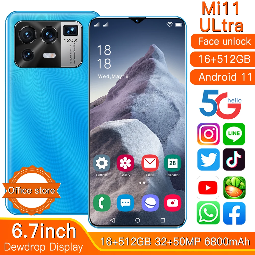 Mi11 Ultra 6.7 Inch Smartphone Full Screen 16+512GB ROM 6800mAh Android 10 Support Google Unlocked 5G Global Version Mobilephone
Mi11 Ultra 6.7 Inch Smartphone Full Screen 16+512GB ROM 6800mAh Android 10 Support Google Unlocked 5G Global Version Mobilephone