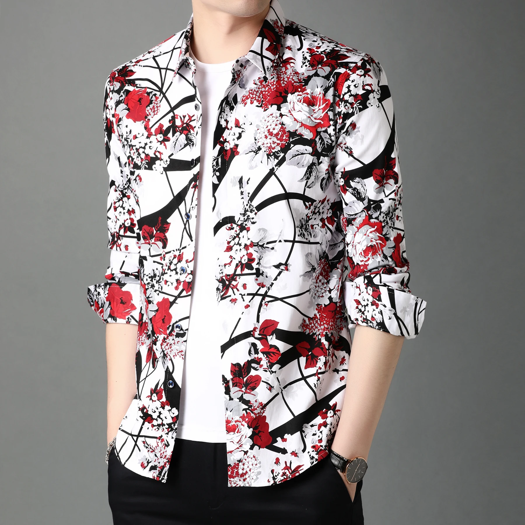 High Quality Male Printing Clothes Long Sleeve Cotton Shirt Floral Printed Dress Shirt
High Quality Male Printing Clothes Long Sleeve Cotton Shirt Floral Printed Dress Shirt